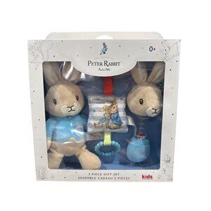 Peter Rabbit 3 Piece Gift Set For Kids - Plush Toy Rattle & Teether - 0+ Months